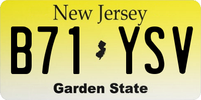 NJ license plate B71YSV