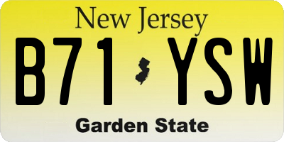NJ license plate B71YSW
