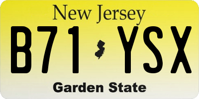 NJ license plate B71YSX