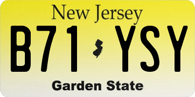 NJ license plate B71YSY