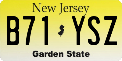 NJ license plate B71YSZ