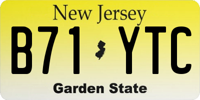 NJ license plate B71YTC