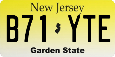 NJ license plate B71YTE