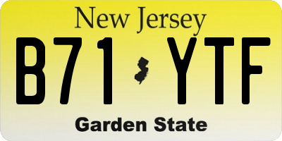 NJ license plate B71YTF