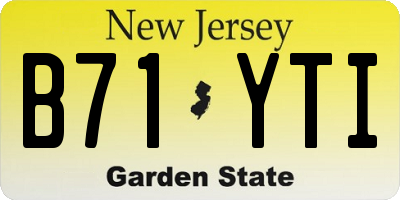 NJ license plate B71YTI