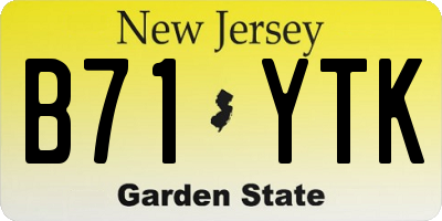 NJ license plate B71YTK