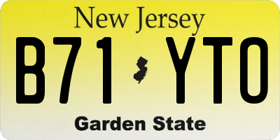 NJ license plate B71YTO