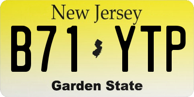NJ license plate B71YTP