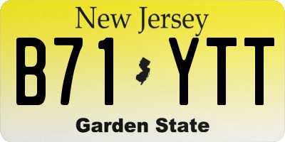 NJ license plate B71YTT