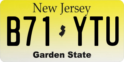 NJ license plate B71YTU