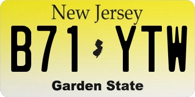 NJ license plate B71YTW