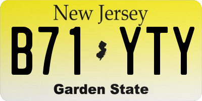 NJ license plate B71YTY