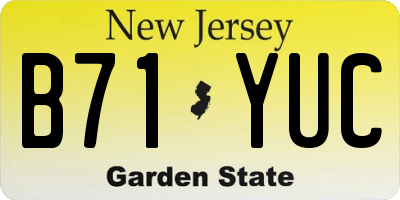 NJ license plate B71YUC