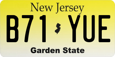 NJ license plate B71YUE