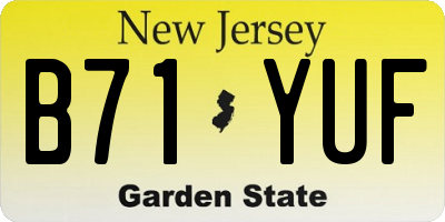 NJ license plate B71YUF