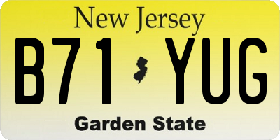 NJ license plate B71YUG