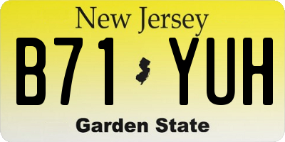 NJ license plate B71YUH