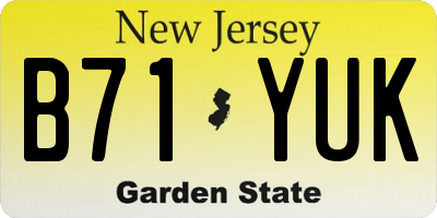 NJ license plate B71YUK