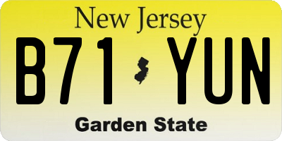 NJ license plate B71YUN