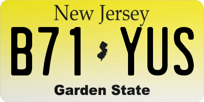 NJ license plate B71YUS