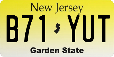 NJ license plate B71YUT