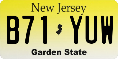 NJ license plate B71YUW