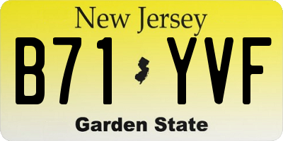 NJ license plate B71YVF