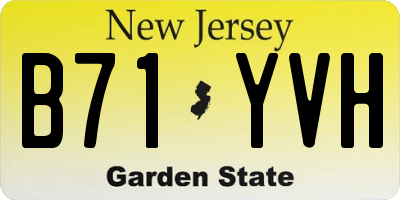 NJ license plate B71YVH