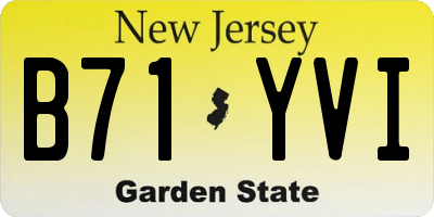 NJ license plate B71YVI