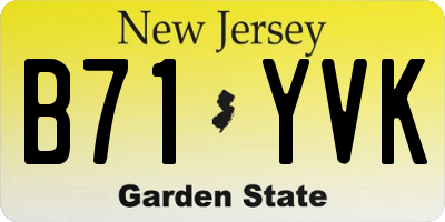 NJ license plate B71YVK