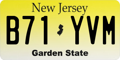 NJ license plate B71YVM