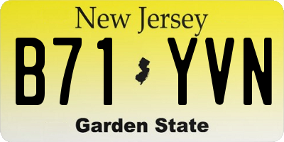 NJ license plate B71YVN