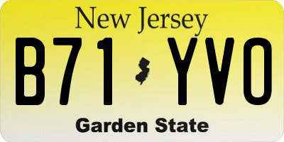 NJ license plate B71YVO