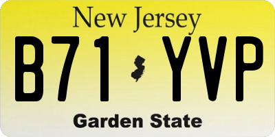 NJ license plate B71YVP