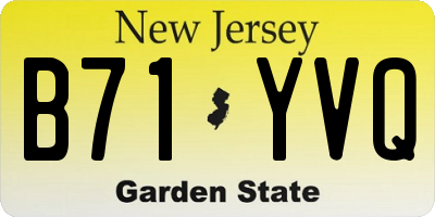 NJ license plate B71YVQ