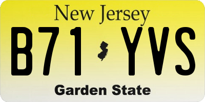 NJ license plate B71YVS