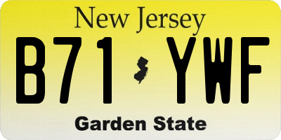NJ license plate B71YWF