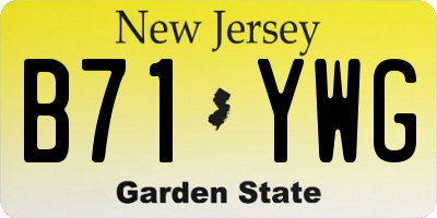 NJ license plate B71YWG