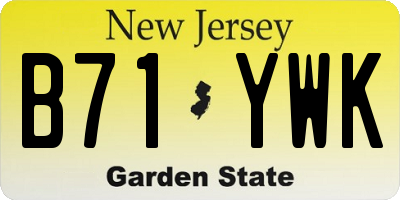 NJ license plate B71YWK