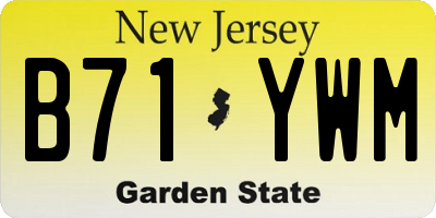 NJ license plate B71YWM