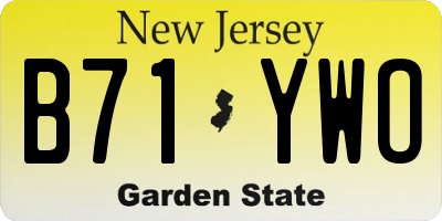 NJ license plate B71YWO