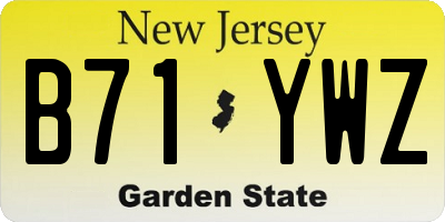 NJ license plate B71YWZ