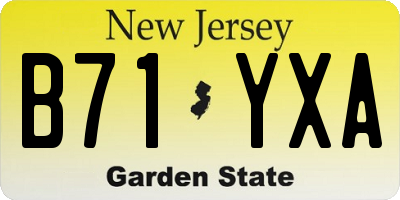NJ license plate B71YXA