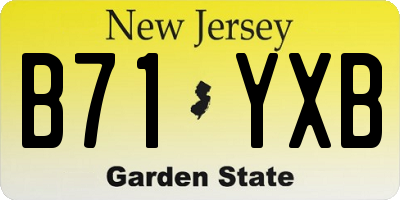 NJ license plate B71YXB