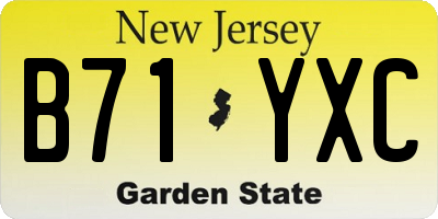 NJ license plate B71YXC