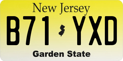 NJ license plate B71YXD