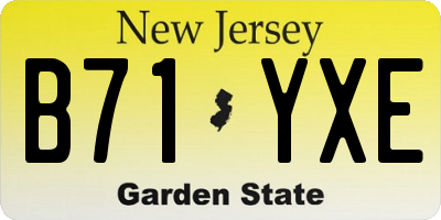NJ license plate B71YXE