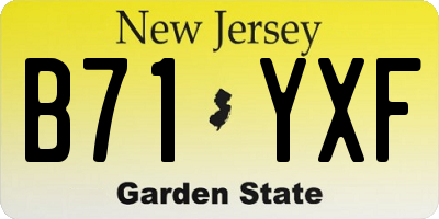 NJ license plate B71YXF