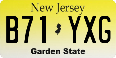 NJ license plate B71YXG