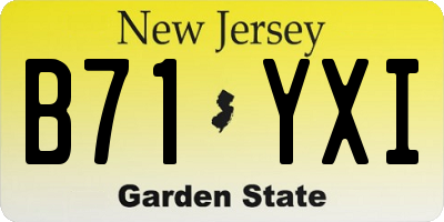 NJ license plate B71YXI